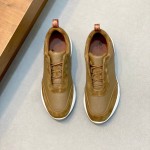 Loro Piana Modular Walk Sneaker FAL6187 in camel tan leather and suede with a chunky sculpted sole, single side view