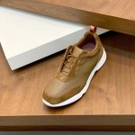 Loro Piana Modular Walk Sneaker FAL6187 in camel tan leather and suede with a chunky sculpted sole, single side view