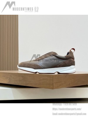 Loro Piana Modular Walk Sneaker FAL6187 Dark Brown Leather & Suede – Luxury Low-Top Sneakers