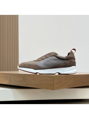 Loro Piana Modular Walk Sneaker FAL6187 Dark Brown Leather & Suede – Luxury Low-Top Sneakers
