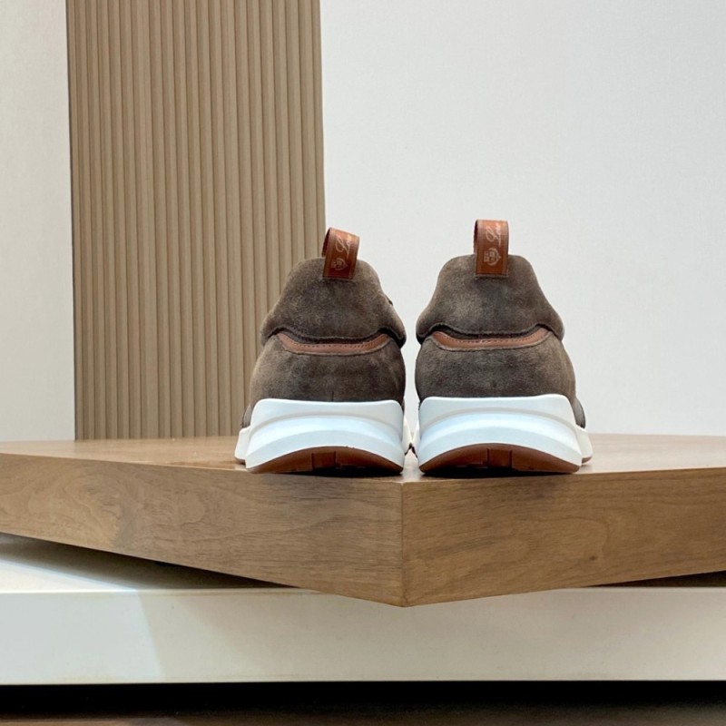 Loro Piana Modular Walk Sneaker FAL6187 in dark brown leather and suede with a chunky sculpted sole, single side view