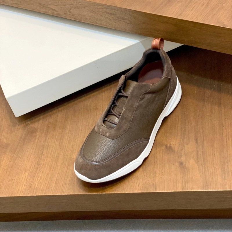 Loro Piana Modular Walk Sneaker FAL6187 in dark brown leather and suede with a chunky sculpted sole, single side view