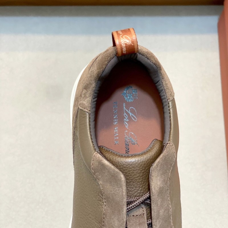 Loro Piana Modular Walk Sneaker FAL6187 in dark brown leather and suede with a chunky sculpted sole, single side view