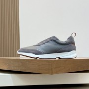 Loro Piana Modular Walk Sneaker FAL6187 Grey Taupe Leather & Suede – Luxury Low-Top Sneakers