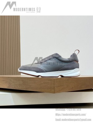 Loro Piana Modular Walk Sneaker FAL6187 Grey Taupe Leather & Suede – Luxury Low-Top Sneakers