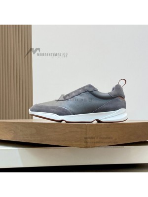 Loro Piana Modular Walk Sneaker FAL6187 Grey Taupe Leather & Suede – Luxury Low-Top Sneakers