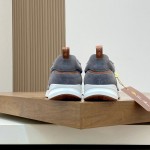 Loro Piana Modular Walk Sneaker FAL6187 in grey taupe leather and suede with a chunky sculpted sole, single side view