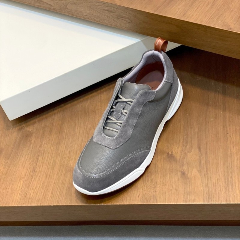 Loro Piana Modular Walk Sneaker FAL6187 in grey taupe leather and suede with a chunky sculpted sole, single side view