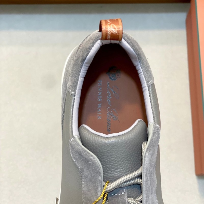 Loro Piana Modular Walk Sneaker FAL6187 in grey taupe leather and suede with a chunky sculpted sole, single side view