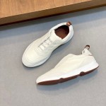 Loro Piana Modular Walk Sneaker FAL6187 in white leather and suede with a chunky sculpted sole, single side view