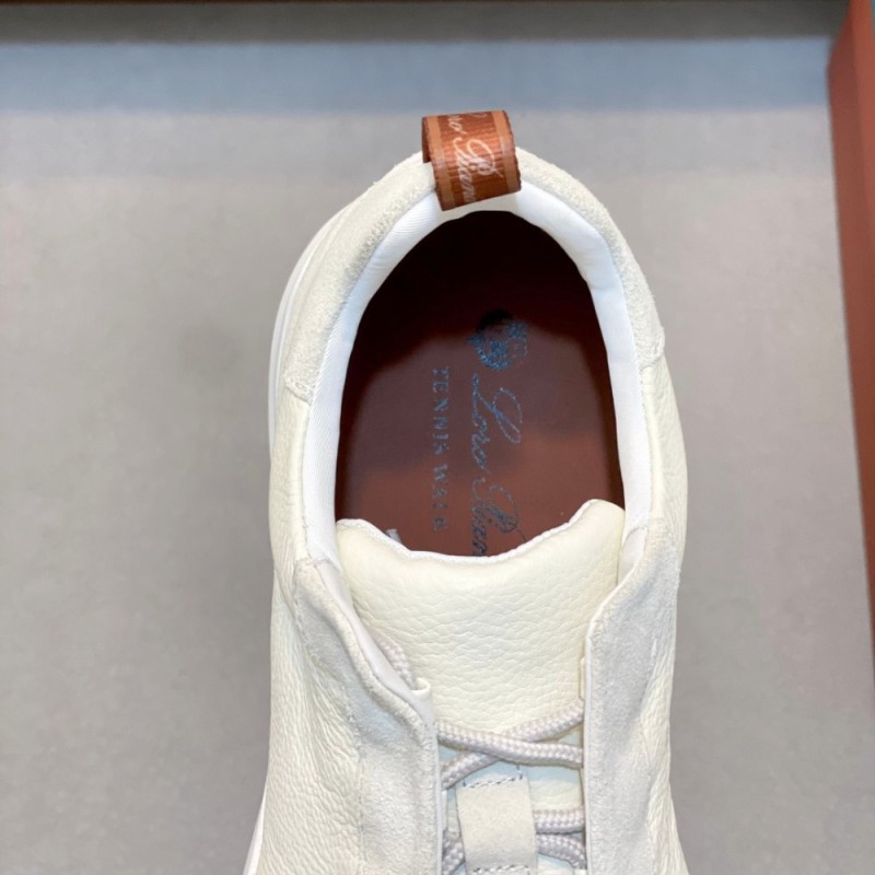 Loro Piana Modular Walk Sneaker FAL6187 in white leather and suede with a chunky sculpted sole, single side view