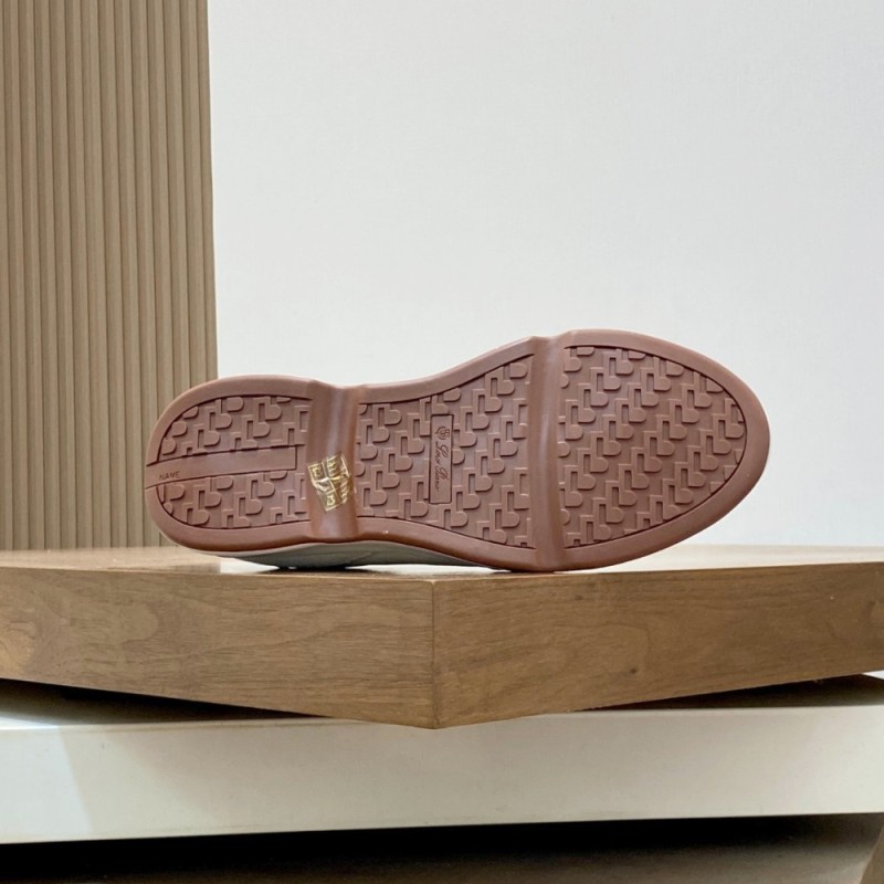 Loro Piana Modular Walk Sneaker FAL6187 in white leather and suede with a chunky sculpted sole, single side view