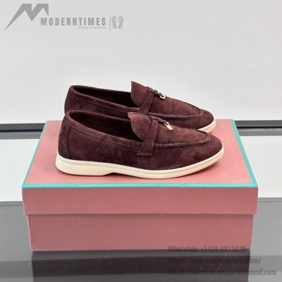 Loro Piana Summer Charms Walk Loafer FAL5899 Bordeaux Suede – Luxury Designer Loafers