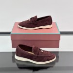 Loro Piana Summer Charms Walk Loafer FAL5899 in bordeaux suede with mini My Charms on the front saddle, pair side view