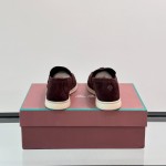 Loro Piana Summer Charms Walk Loafer FAL5899 in bordeaux suede with mini My Charms on the front saddle, pair side view
