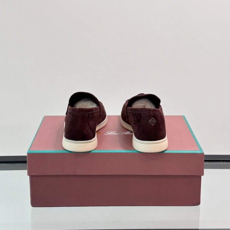 Loro Piana Summer Charms Walk Loafer FAL5899 in bordeaux suede with mini My Charms on the front saddle, pair side view