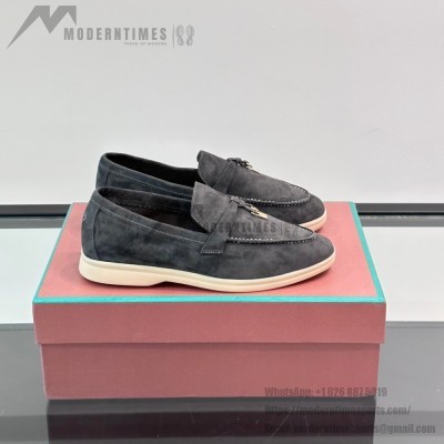 Loro Piana Summer Charms Walk Loafer FAL5899 Charcoal Grey Suede – Luxury Designer Loafers