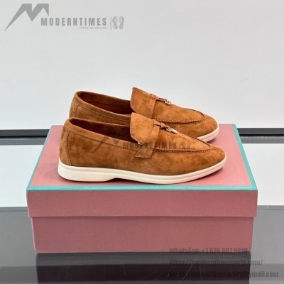 Loro Piana Summer Charms Walk Loafer FAL5899 Cognac Suede – Luxury Designer Loafers