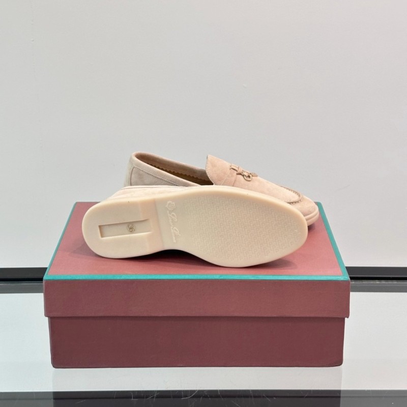 Loro Piana Summer Charms Walk Loafer FAL5899 in cream suede with mini My Charms on the front saddle, pair side view