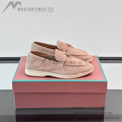 Loro Piana Summer Charms Walk Loafer FAL5899 Dusty Rose Suede – Luxury Designer Loafers