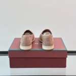 Loro Piana Summer Charms Walk Loafer FAL5899 in dusty rose suede with mini My Charms on the front saddle, pair side view