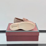 Loro Piana Summer Charms Walk Loafer FAL5899 in dusty rose suede with mini My Charms on the front saddle, pair side view