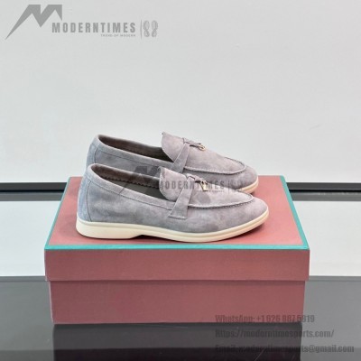Loro Piana Summer Charms Walk Loafer FAL5899 Ice Blue Suede – Luxury Designer Loafers