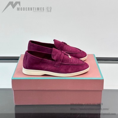 Loro Piana Summer Charms Walk Loafer FAL5899 Magenta Suede – Luxury Designer Loafers
