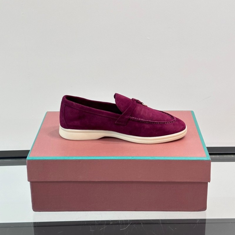 Loro Piana Summer Charms Walk Loafer FAL5899 in magenta suede with mini My Charms on the front saddle, pair side view