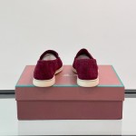 Loro Piana Summer Charms Walk Loafer FAL5899 in magenta suede with mini My Charms on the front saddle, pair side view