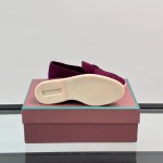 Loro Piana Summer Charms Walk Loafer FAL5899 in magenta suede with mini My Charms on the front saddle, pair side view