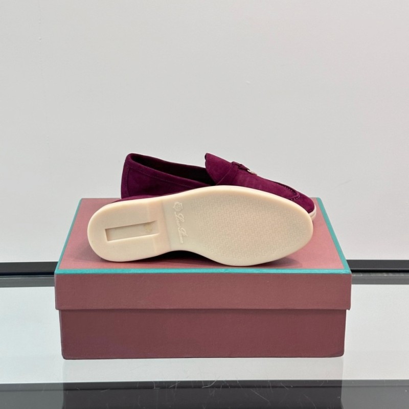 Loro Piana Summer Charms Walk Loafer FAL5899 in magenta suede with mini My Charms on the front saddle, pair side view