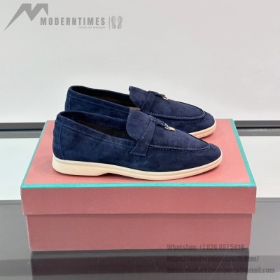 Loro Piana Summer Charms Walk Loafer FAL5899 Navy Blue Suede – Luxury Designer Loafers