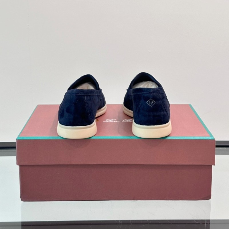 Loro Piana Summer Charms Walk Loafer FAL5899 in navy blue suede with mini My Charms on the front saddle, pair side view