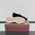 Loro Piana Summer Charms Walk Loafer FAL5899 in navy blue suede with mini My Charms on the front saddle, pair side view