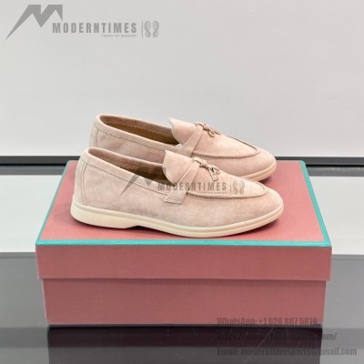 Loro Piana Summer Charms Walk Loafer FAL5899 Pale Pink Suede – Luxury Designer Loafers