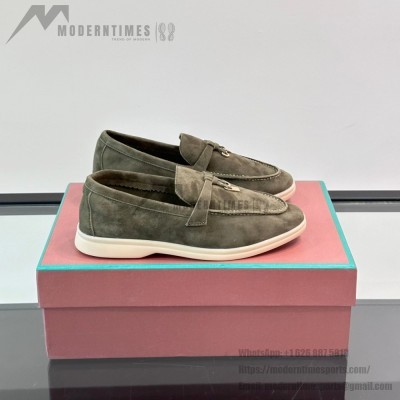 Loro Piana Summer Charms Walk Loafer FAL5899 Sage Green Suede – Luxury Designer Loafers