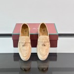 Loro Piana Summer Charms Walk Loafer FAL5899 in sand beige suede with mini My Charms on the front saddle, pair side view