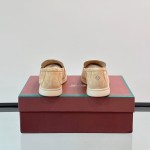 Loro Piana Summer Charms Walk Loafer FAL5899 in sand beige suede with mini My Charms on the front saddle, pair side view