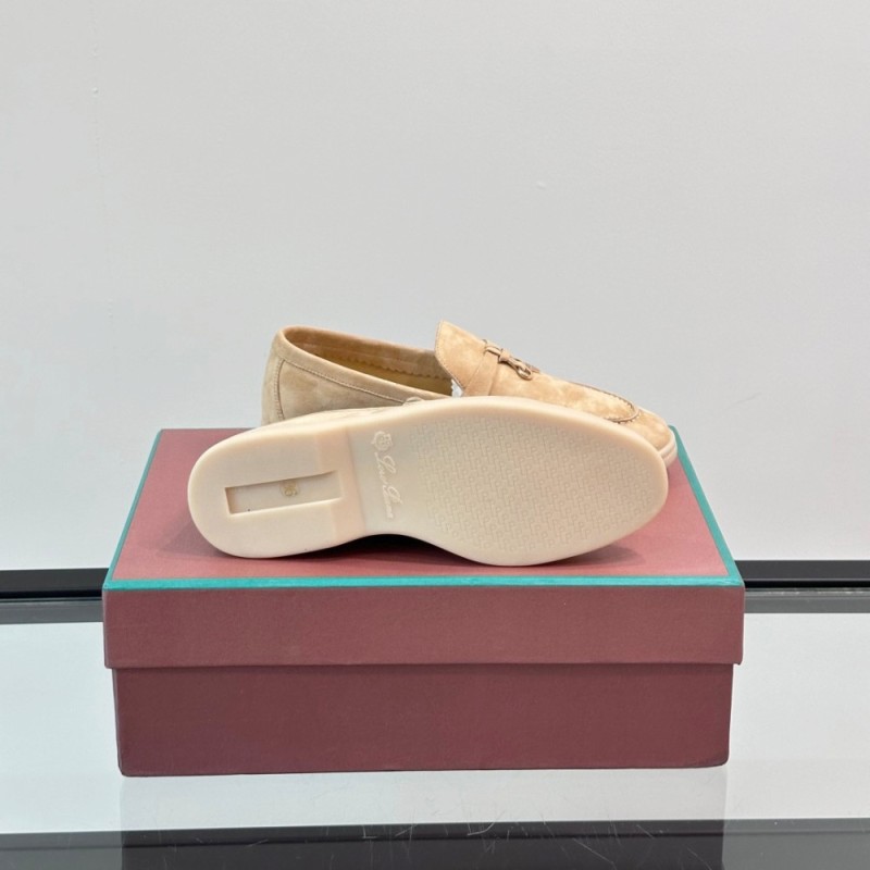 Loro Piana Summer Charms Walk Loafer FAL5899 in sand beige suede with mini My Charms on the front saddle, pair side view