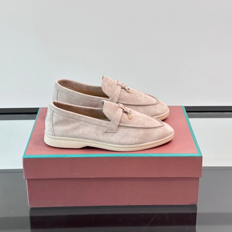 Loro Piana Summer Charms Walk Loafer FAL5899 in white suede with mini My Charms on the front saddle, pair side view