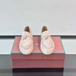 Loro Piana Summer Charms Walk Loafer FAL5899 in white suede with mini My Charms on the front saddle, pair side view