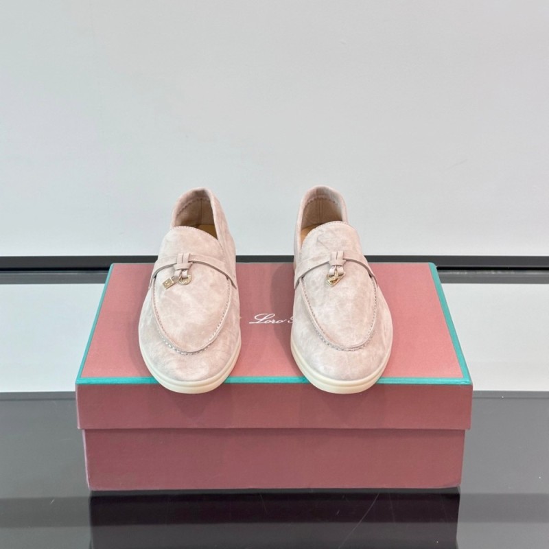 Loro Piana Summer Charms Walk Loafer FAL5899 in white suede with mini My Charms on the front saddle, pair side view