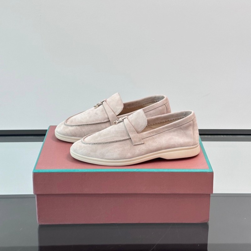 Loro Piana Summer Charms Walk Loafer FAL5899 in white suede with mini My Charms on the front saddle, pair side view
