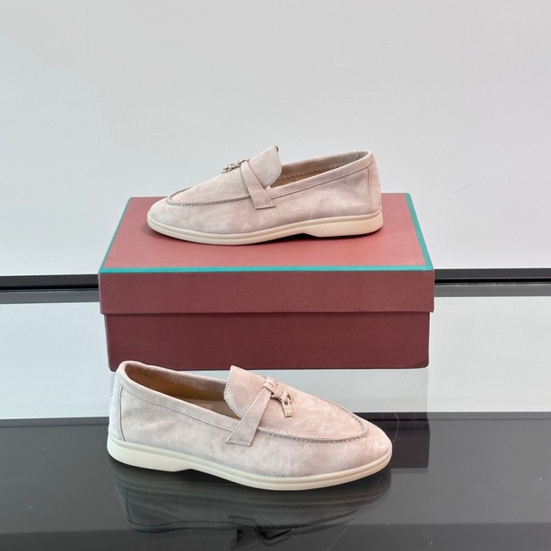 Loro Piana Summer Charms Walk Loafer FAL5899 in white suede with mini My Charms on the front saddle, pair side view