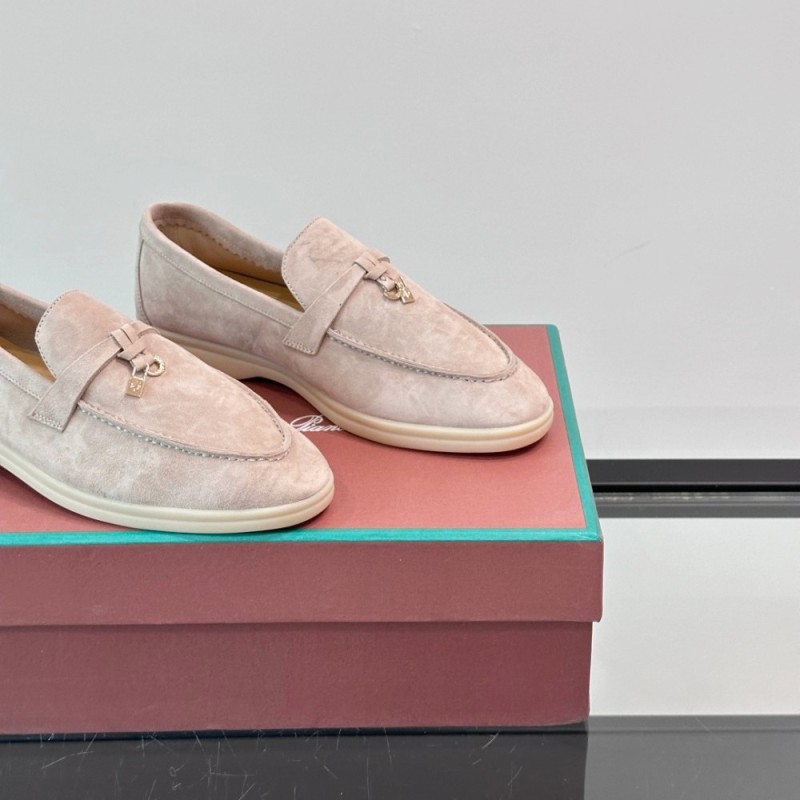 Loro Piana Summer Charms Walk Loafer FAL5899 in white suede with mini My Charms on the front saddle, pair side view