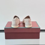 Loro Piana Summer Charms Walk Loafer FAL5899 in white suede with mini My Charms on the front saddle, pair side view