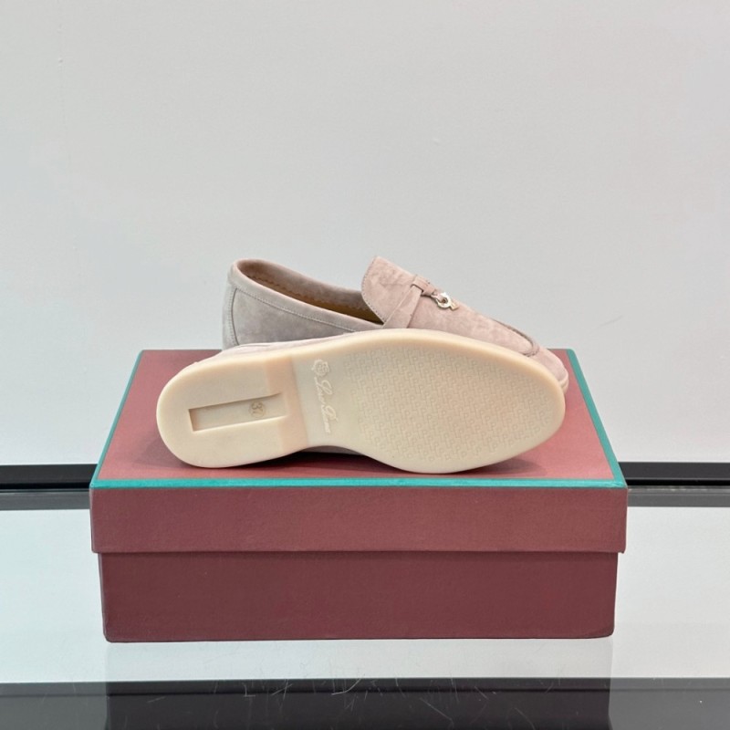 Loro Piana Summer Charms Walk Loafer FAL5899 in white suede with mini My Charms on the front saddle, pair side view