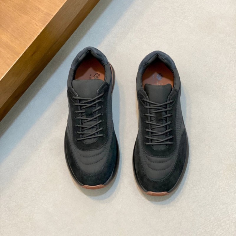 Loro Piana Week End Walk Sneaker FAP9780 in black suede with Wind microfibre and Storm System, single side view
