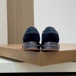 Loro Piana Week End Walk Sneaker FAP9780 in black suede with Wind microfibre and Storm System, single side view